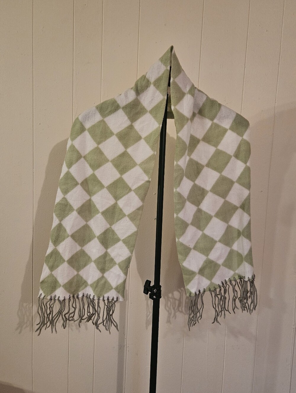 Green and White Checkered Scarf